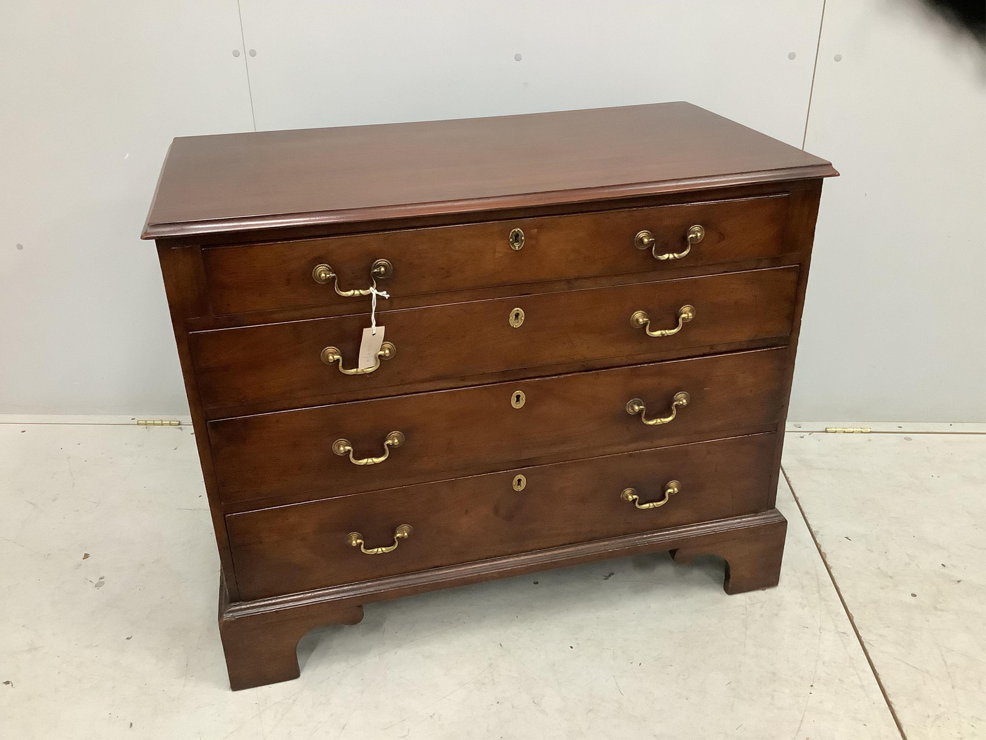 A George III and later mahogany four drawer chest, width 102cm, depth 53cm, height 83cm. Condition - good, top with minor scratching